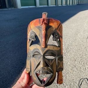 African Kenyan Jambo Mask Tribal Ritual Celebration, Handcarved Handpainted